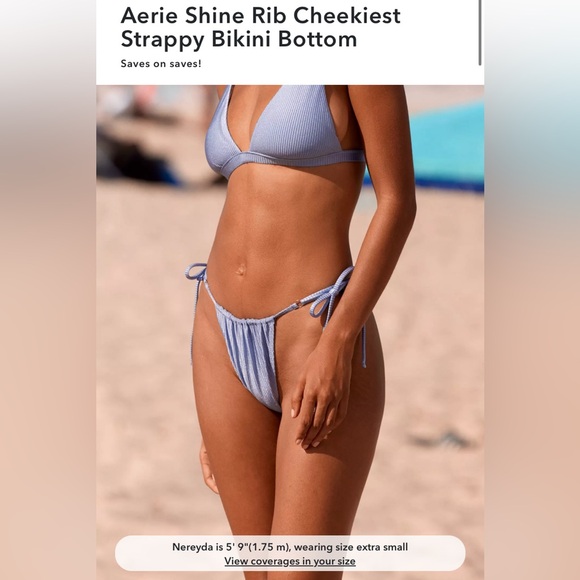 Aerie Shine Ribbed Bikini Bottoms - Picture 2 of 3